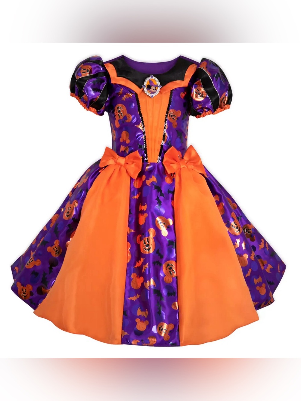 Disney Minnie Mouse Halloween Costume Dress Girls Size 7/8 Purple Orange Pumpkin